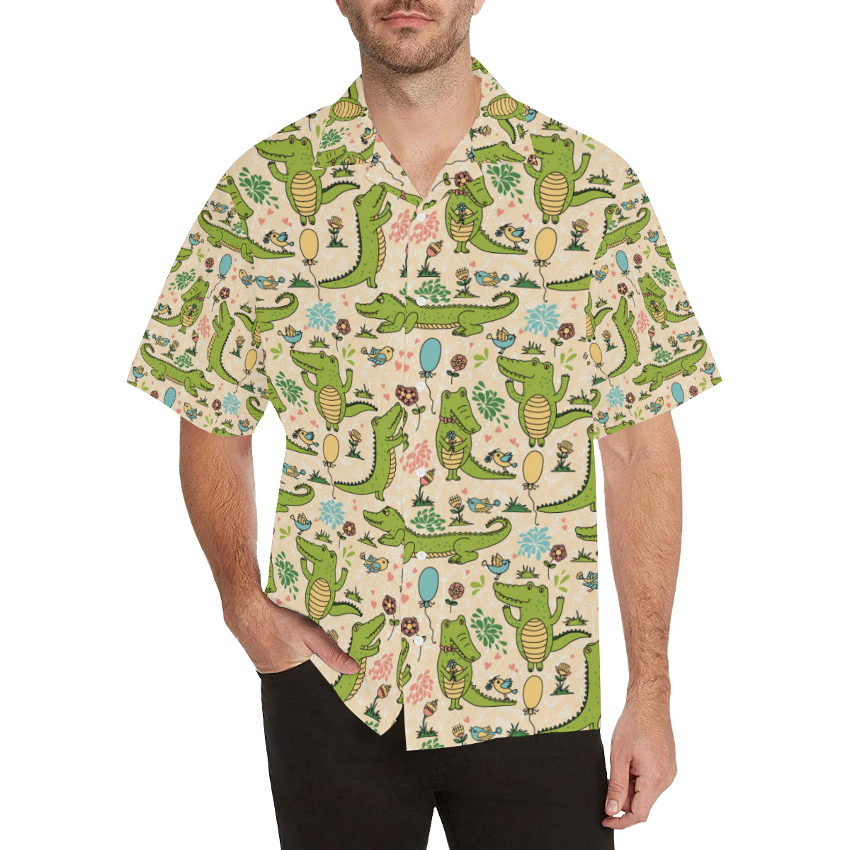 Alligator Pattern Print Design 01 Men's Hawaiian Shirt - JorJune