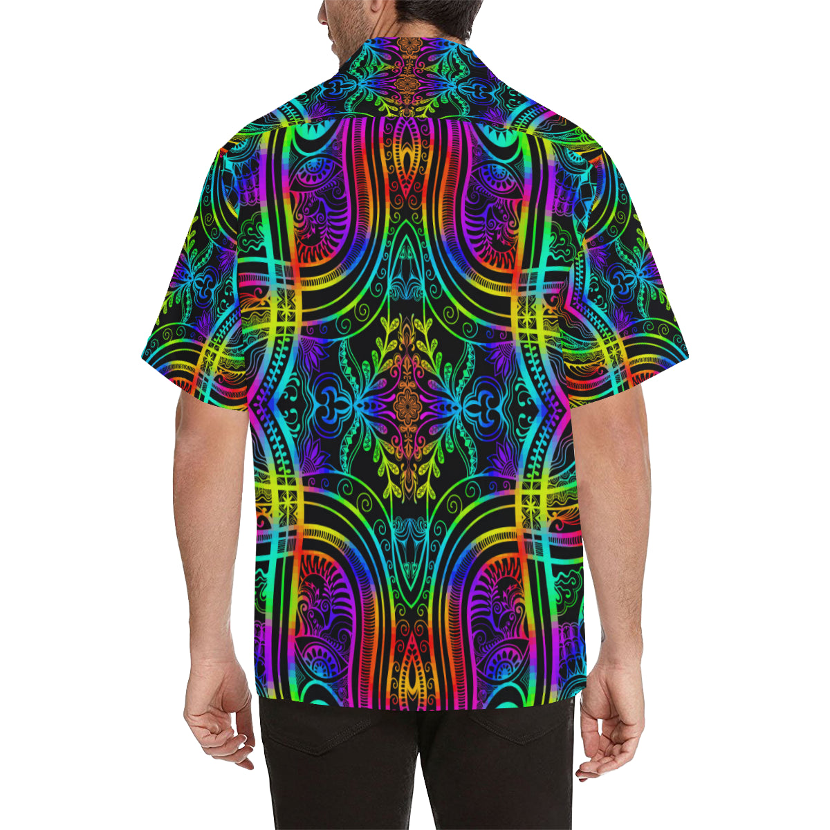 Neon Trible Rainbow Pattern Print Design A01 Men's Hawaiian Shirt - JorJune