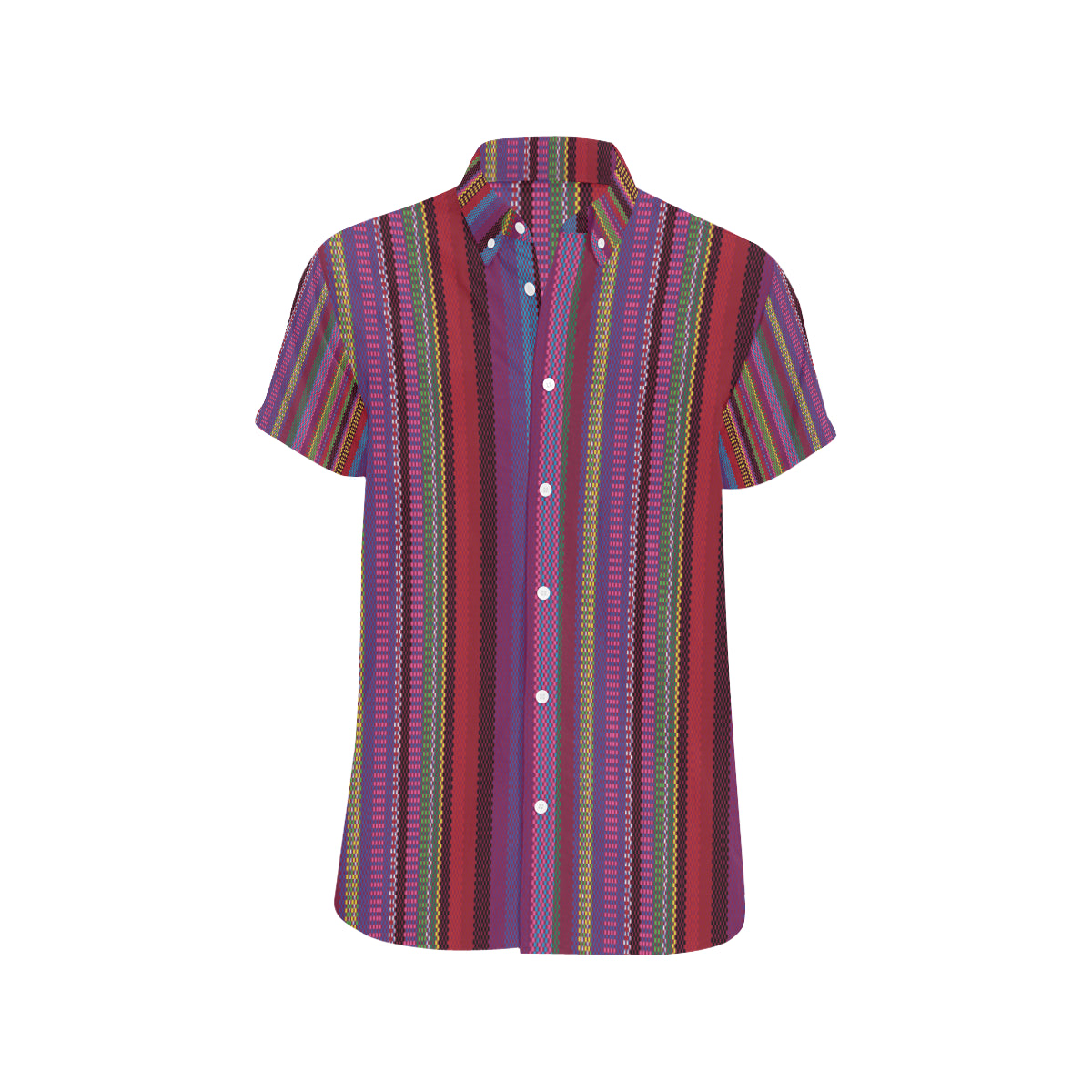 Serape Stripe Print Men Button Up Shirt - JorJune