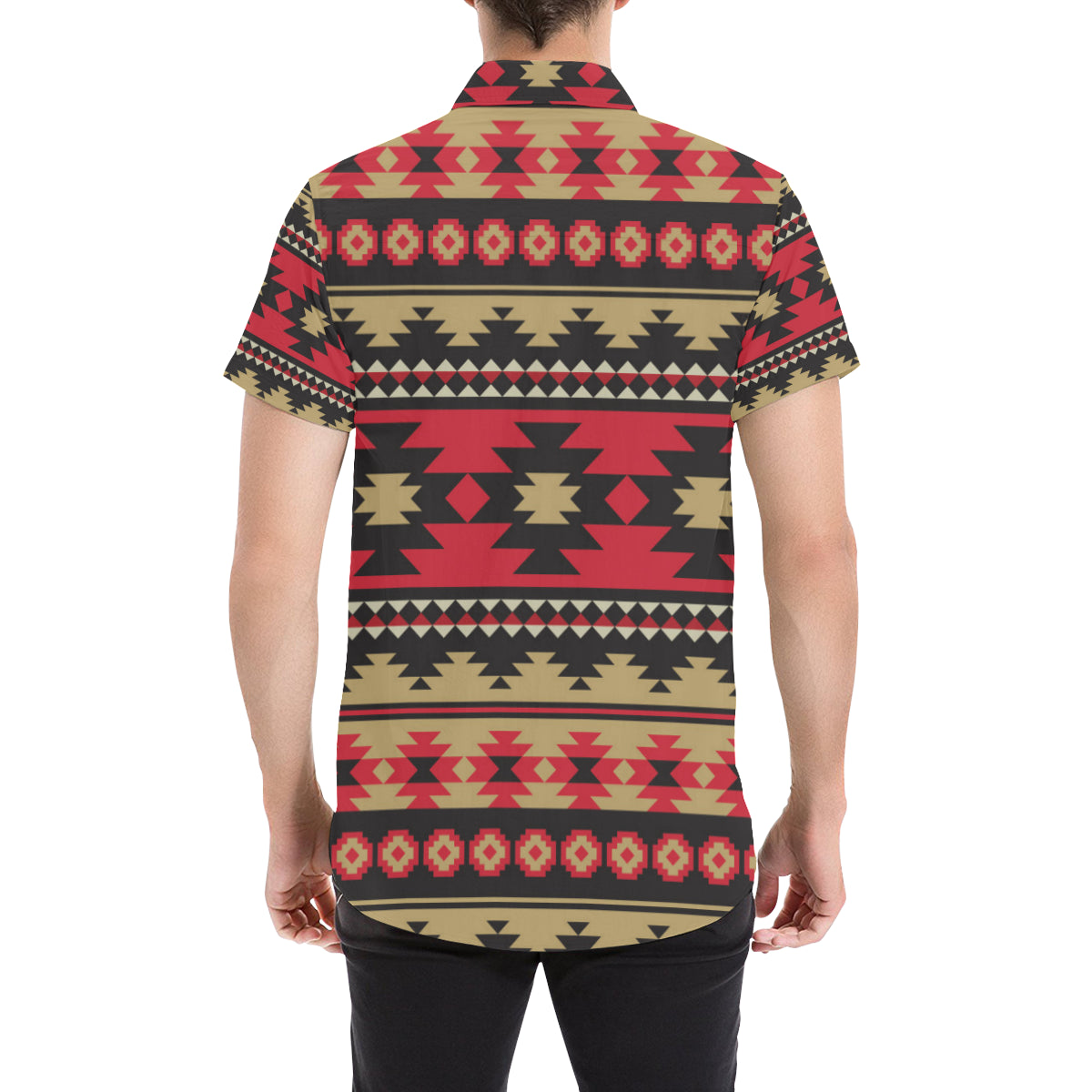 Navajo Pattern Print Design A04 Men Button Up Shirt - JorJune