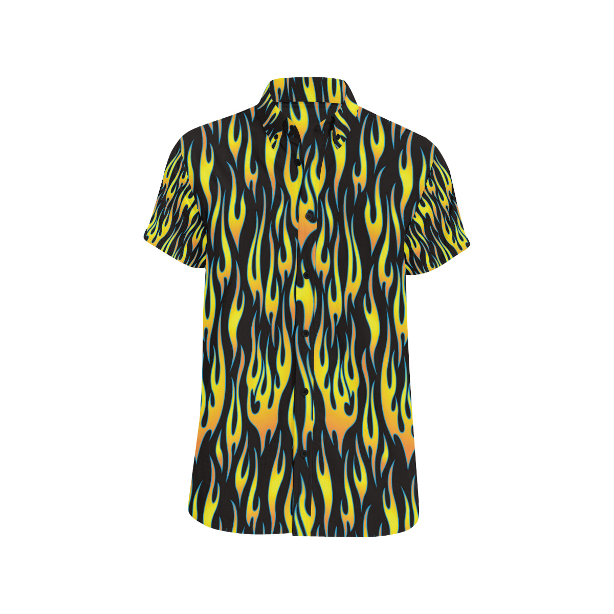 Flame Fire Yellow Pattern Men Button Up Shirt - JorJune