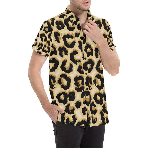 Jaguar Skin Pattern Print Design 02 Men Button Up Shirt - JorJune