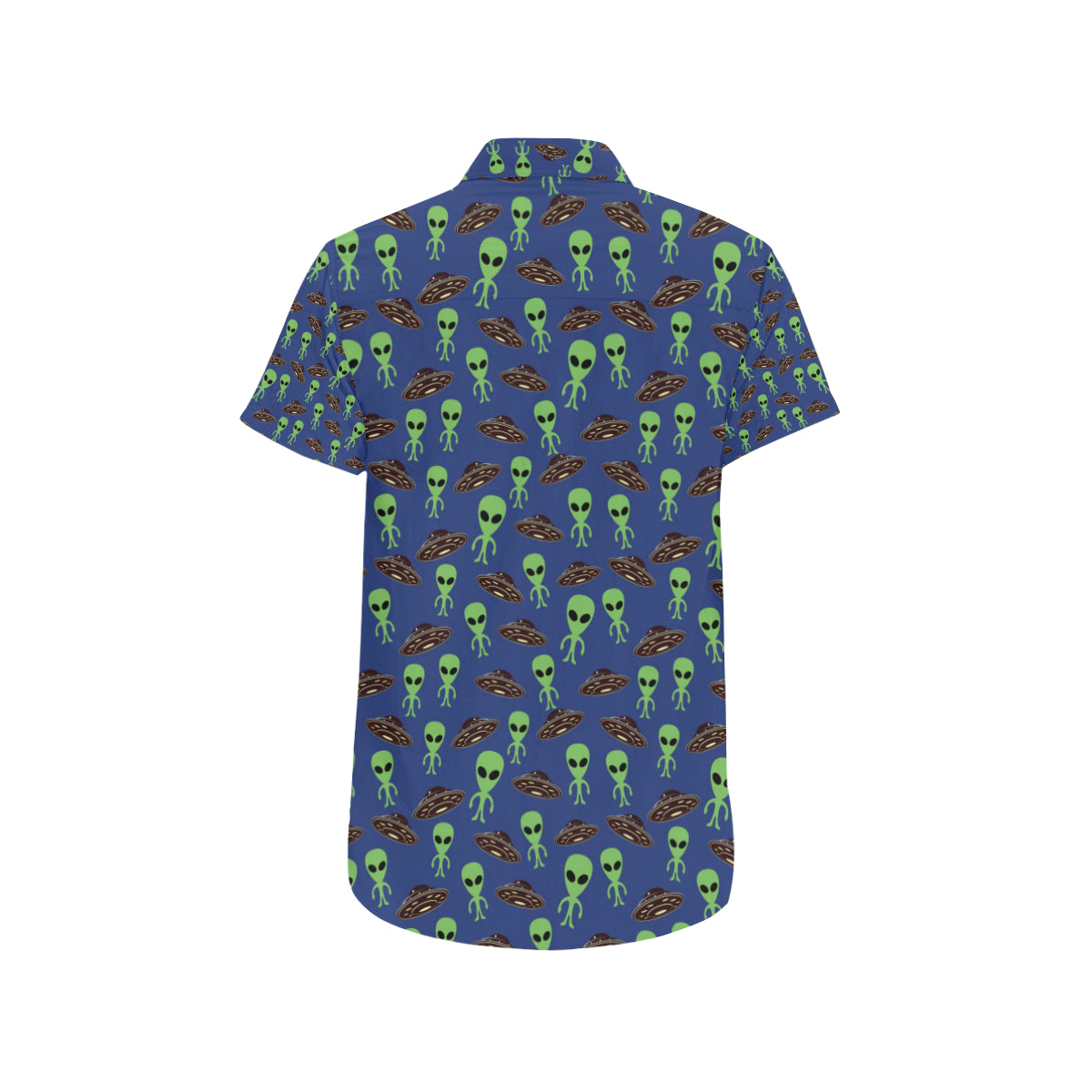 Alien Green UFO Pattern Men Button Up Shirt - JorJune