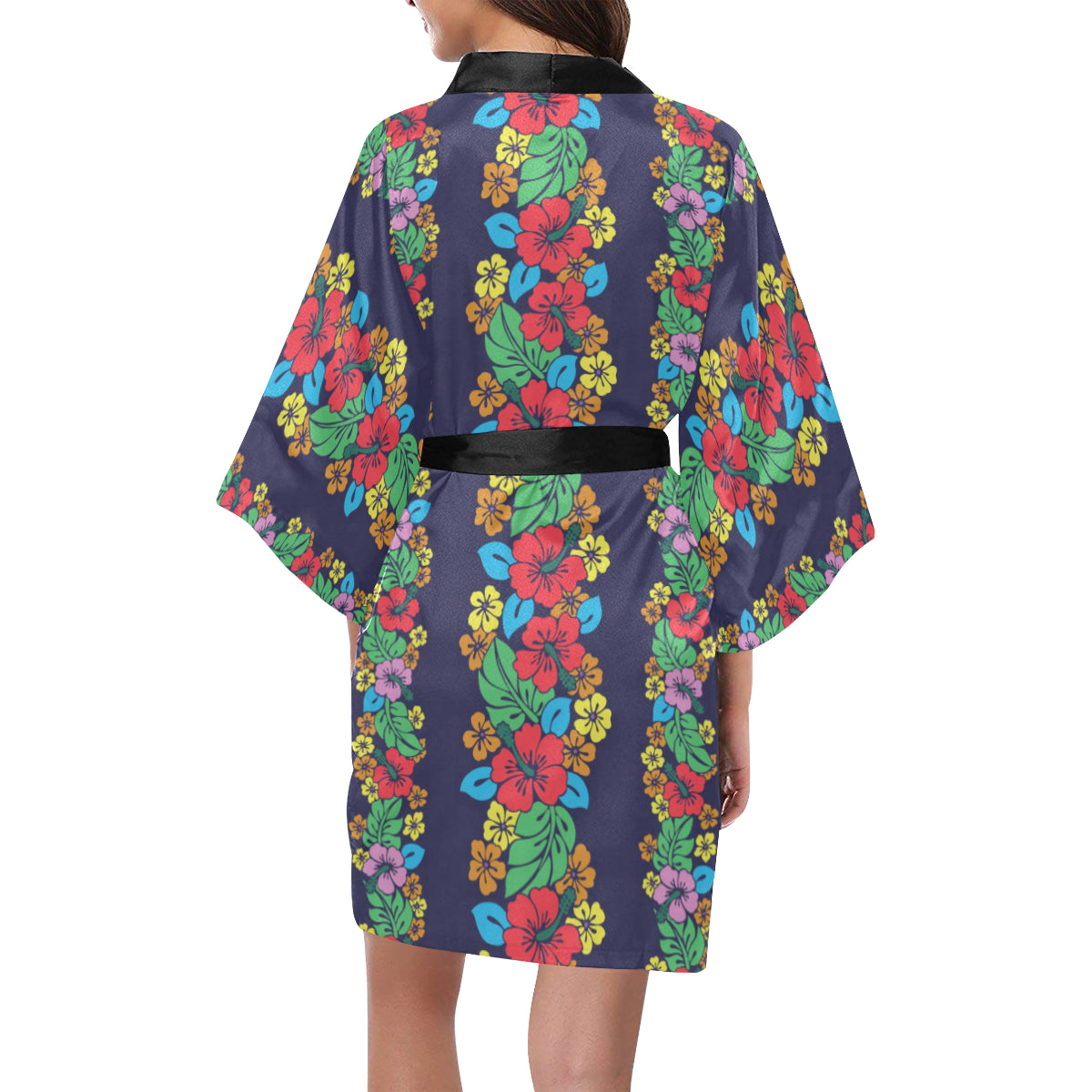 Hawaiian Themed Pattern Print Design H03 Women Kimono Robe - JorJune