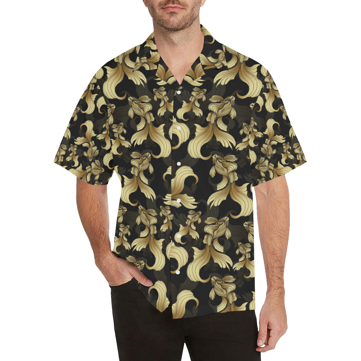 Goldfish Pattern Print Design 02 Men's Hawaiian Shirt - JorJune