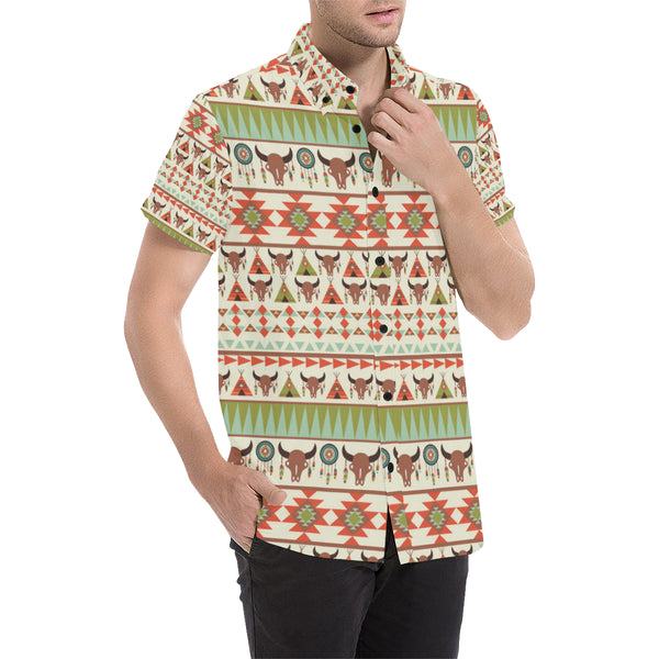 American indian Ethnic Pattern Men Button Up Shirt - JorJune