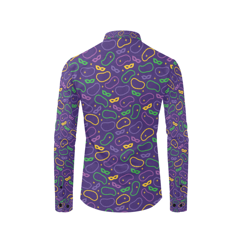 Mardi Gras Pattern Print Design 04 Long Sleeve Dress Shirt - JorJune