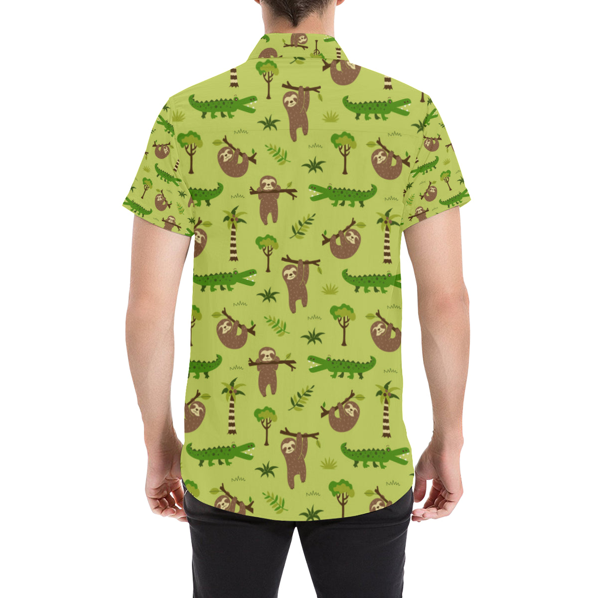 Alligator Pattern Print Design 04 Men Button Up Shirt - JorJune