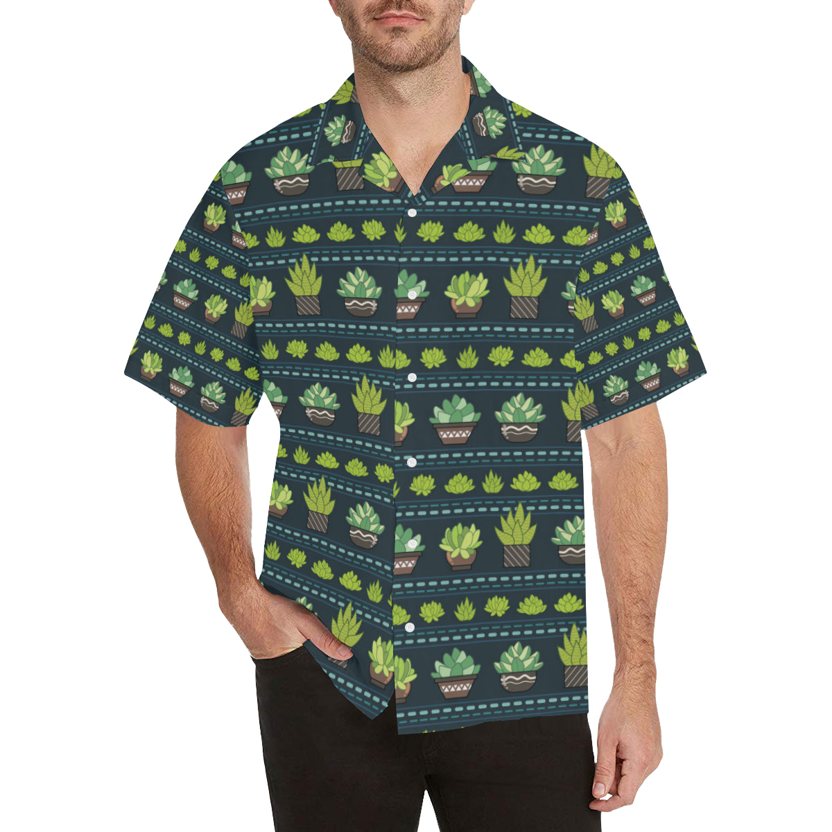 Cactus Pattern Print Design 07 Men's Hawaiian Shirt - JorJune