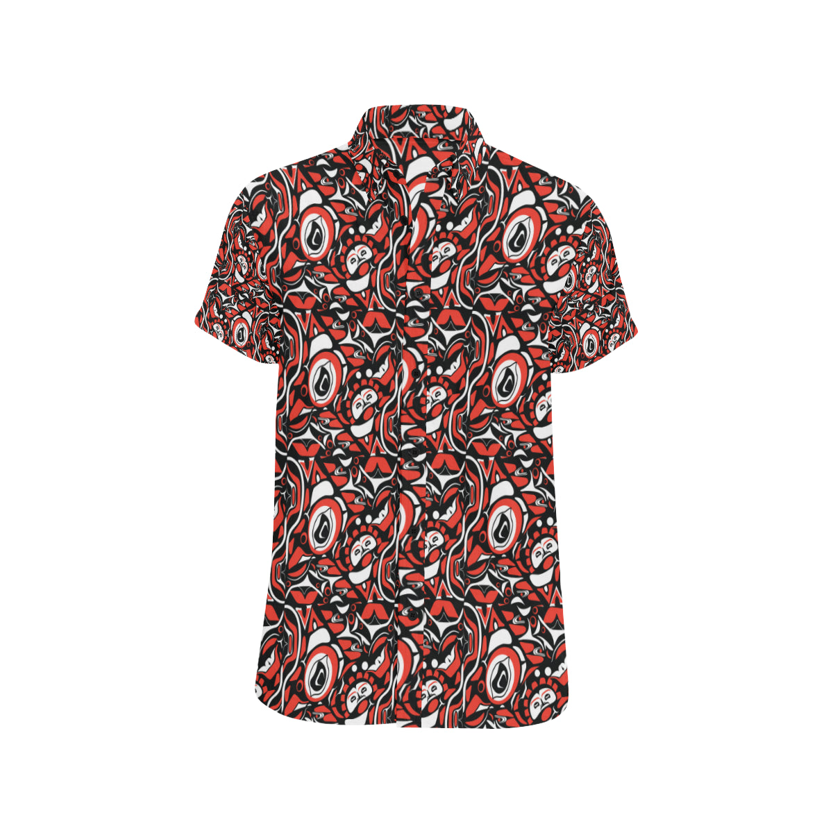 Native North American Themed Print Men Button Up Shirt - JorJune