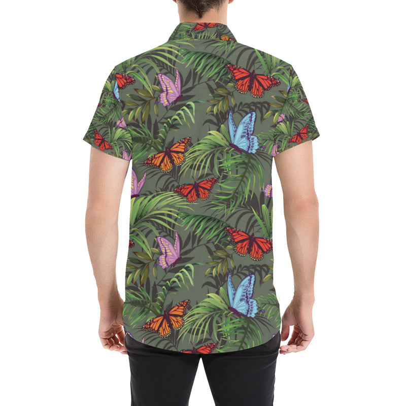 Monarch Butterfly Pattern Print Design 04 Men Button Up Shirt - JorJune