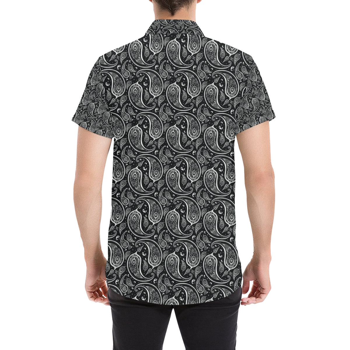 Paisley Black Design Print Men Button Up Shirt - JorJune