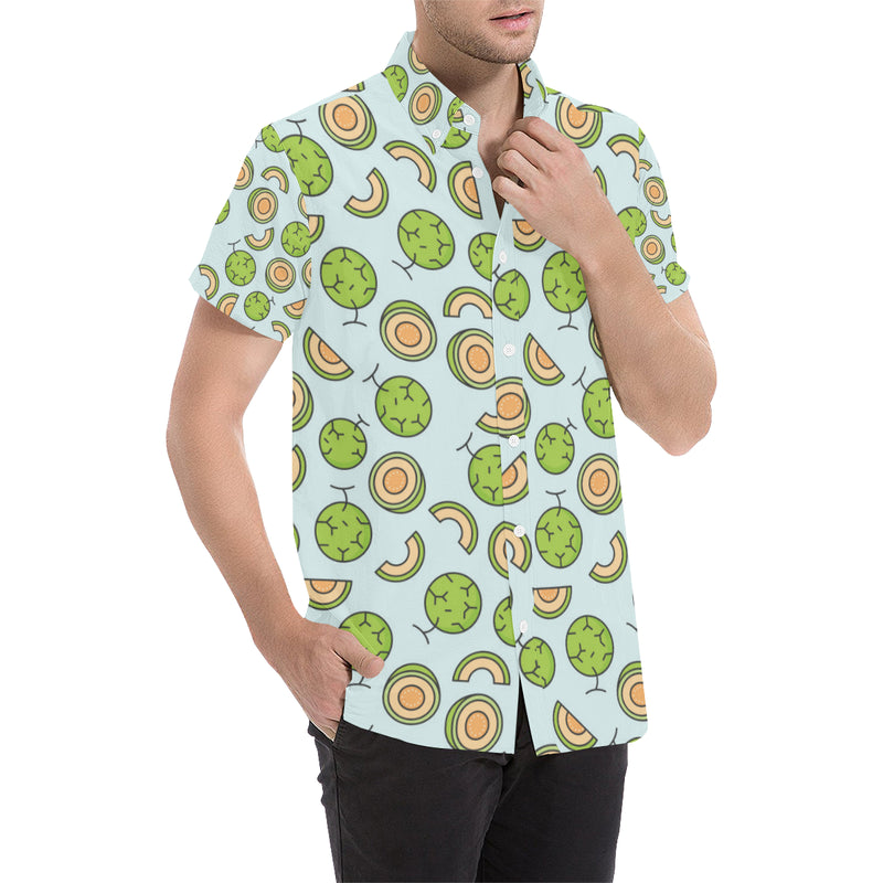 Cantaloupe Pattern Print Design 02 Men Button Up Shirt - JorJune