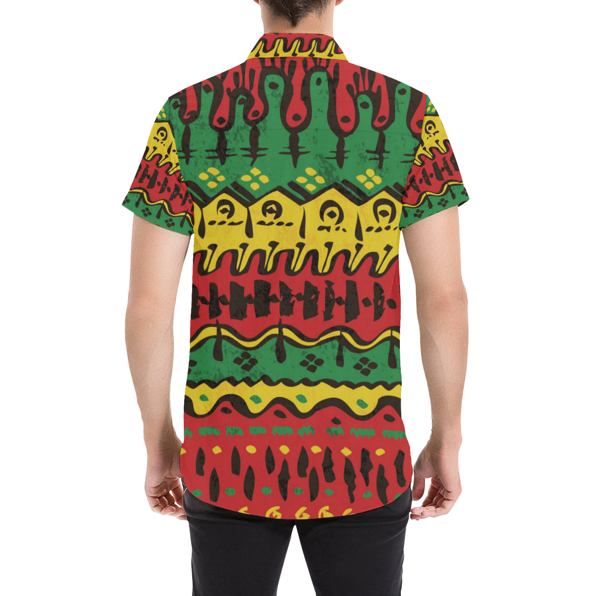 Rasta Pattern Print Design A01 Men Button Up Shirt - JorJune