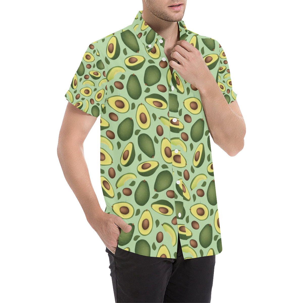 Avocado Pattern Print Design AC01 Men Button Up Shirt - JorJune