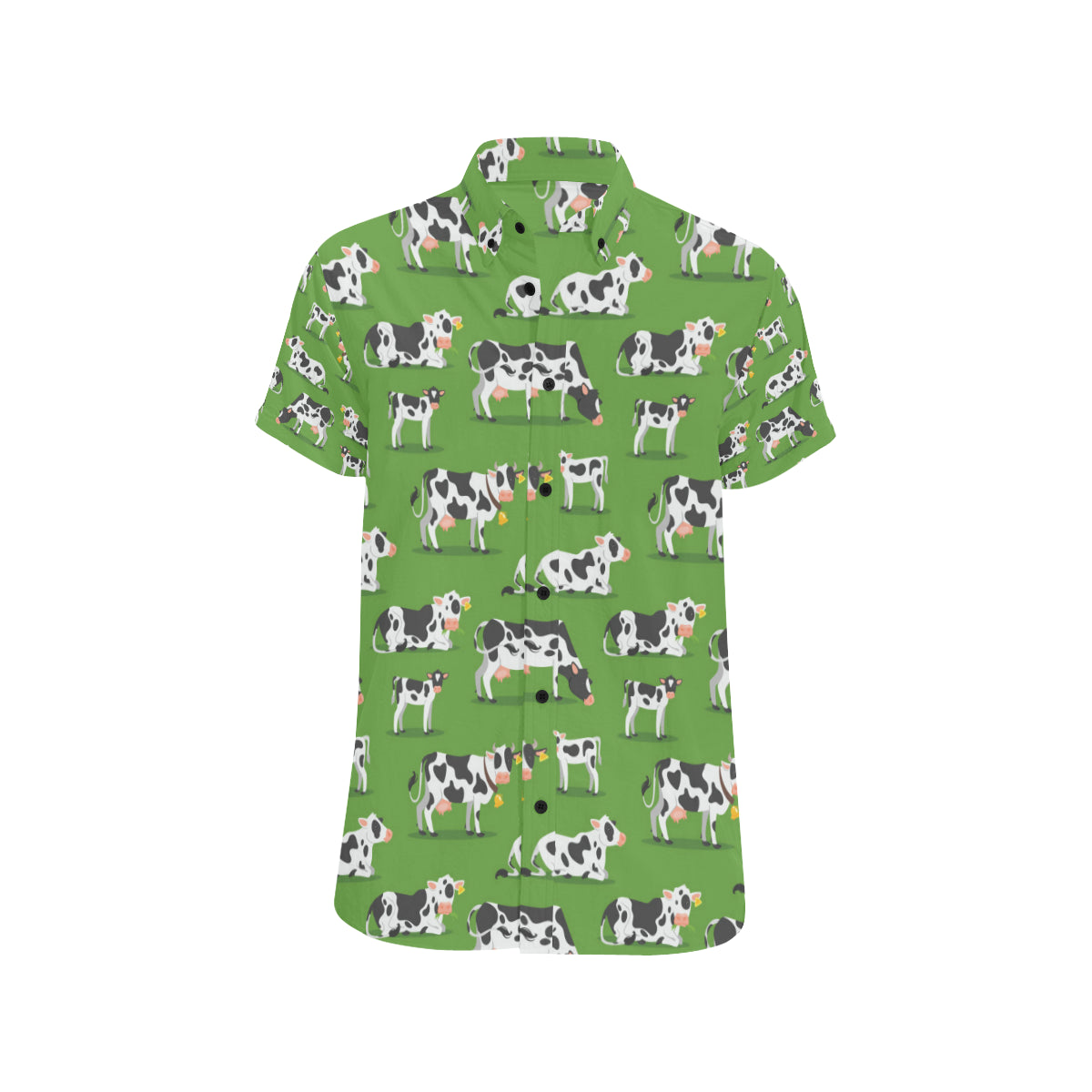 Cow Happy Print Pattern Men Button Up Shirt - JorJune