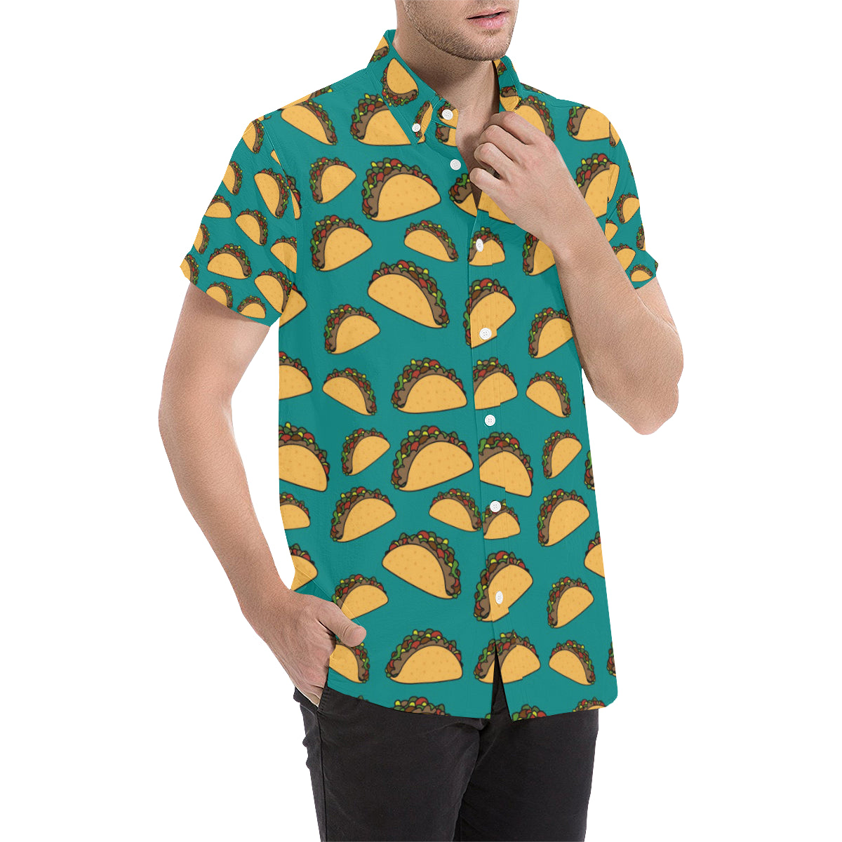 Taco Pattern Print Design TC07 Men Button Up Shirt - JorJune