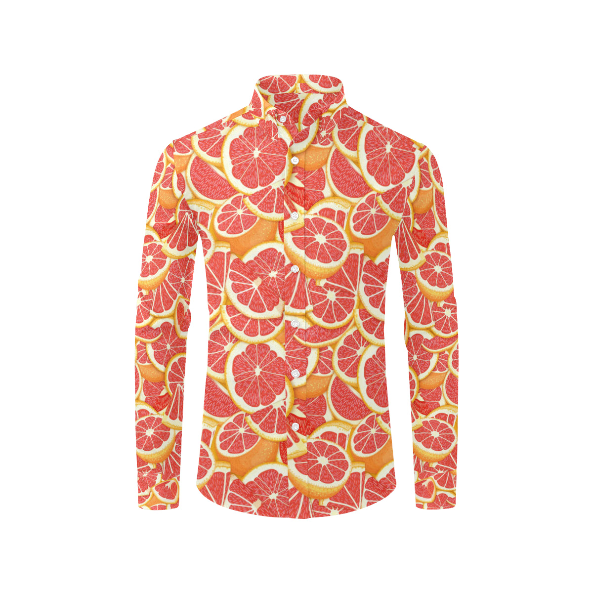 Grapefruit Pattern Print Design GF02 Men's Long Sleeve Dress Shirt ...