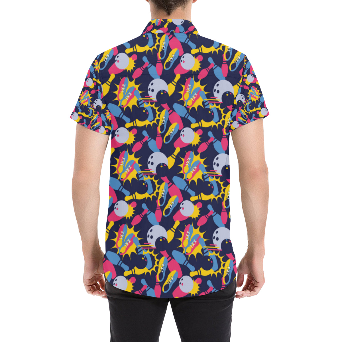 Bowling Pattern Print Design 02 Men Button Up Shirt - JorJune