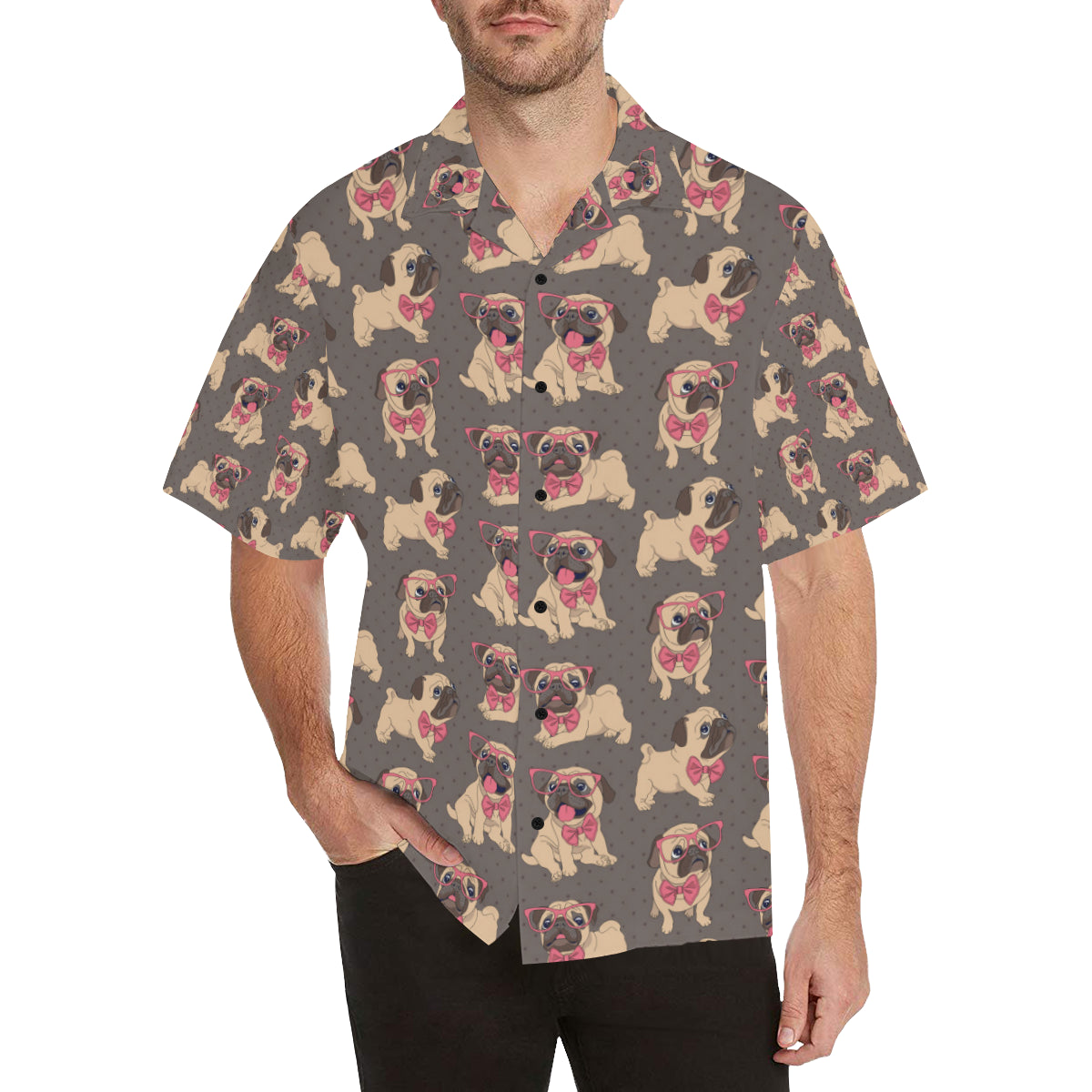 Pug Pattern Print Design A05 Men's Hawaiian Shirt - JorJune