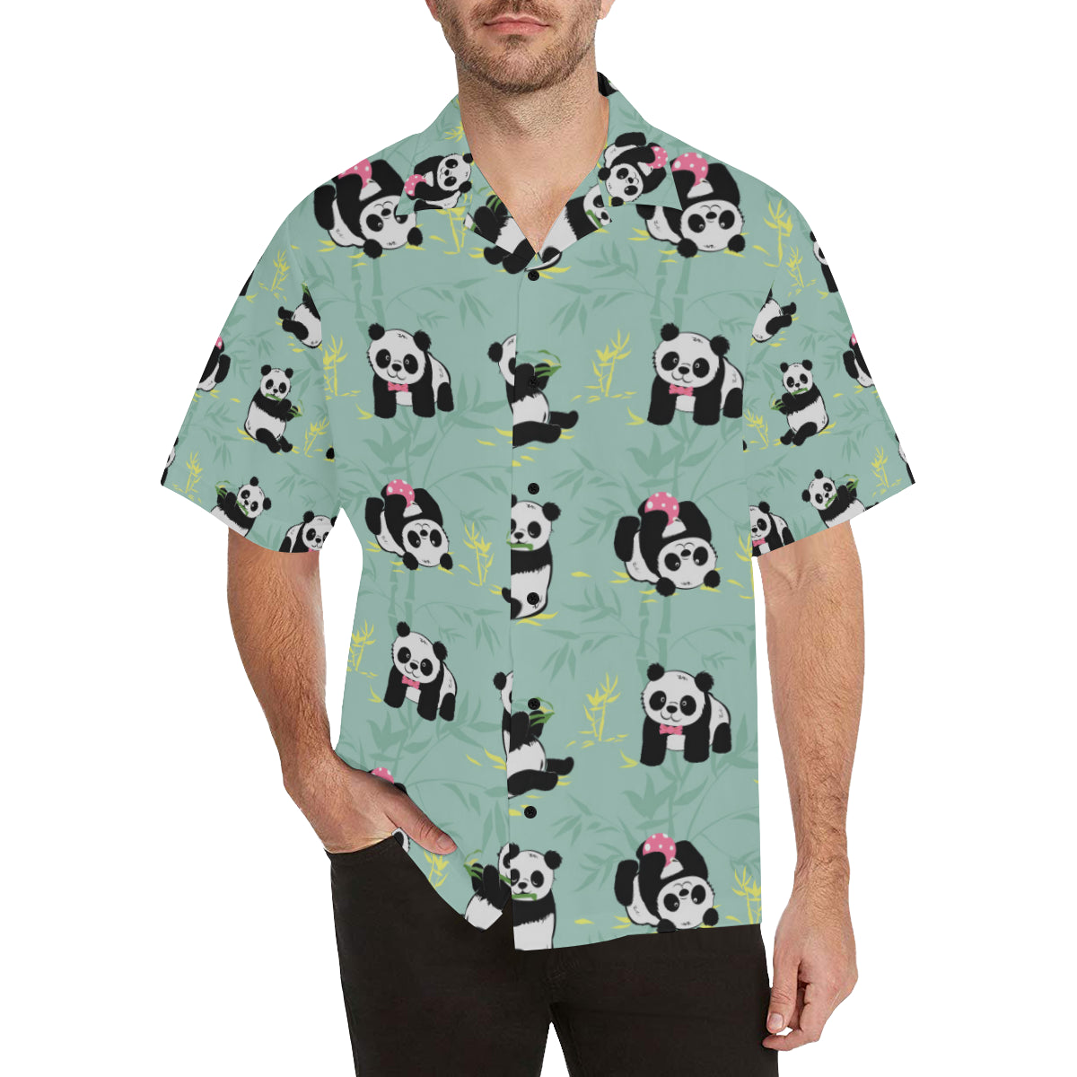 Panda Pattern Print Design A05 Men's Hawaiian Shirt - JorJune