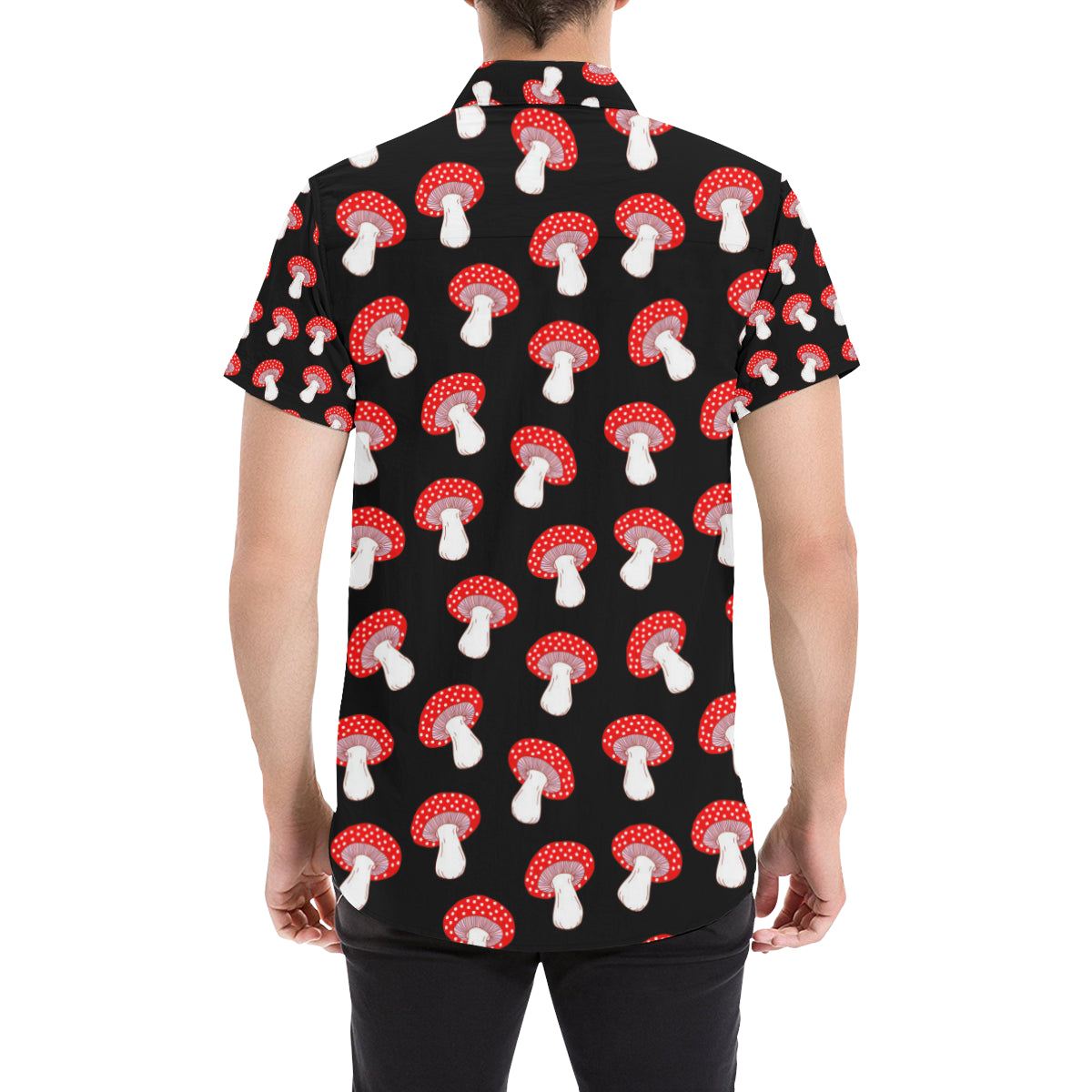 Mushroom Pattern Print Design A02 Men Button Up Shirt - JorJune