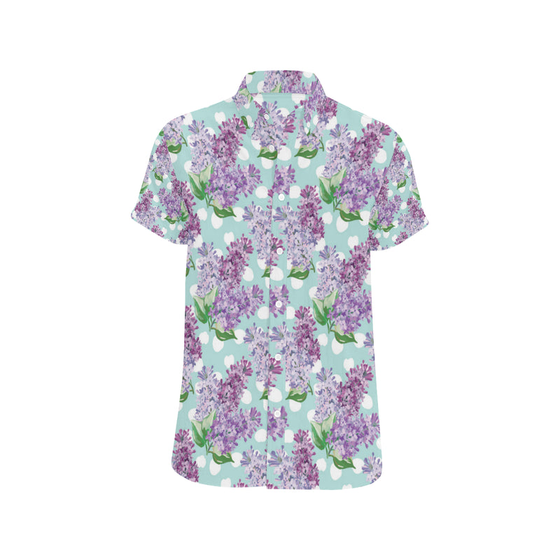 Lilac Pattern Print Design 02 Men Button Up Shirt - JorJune