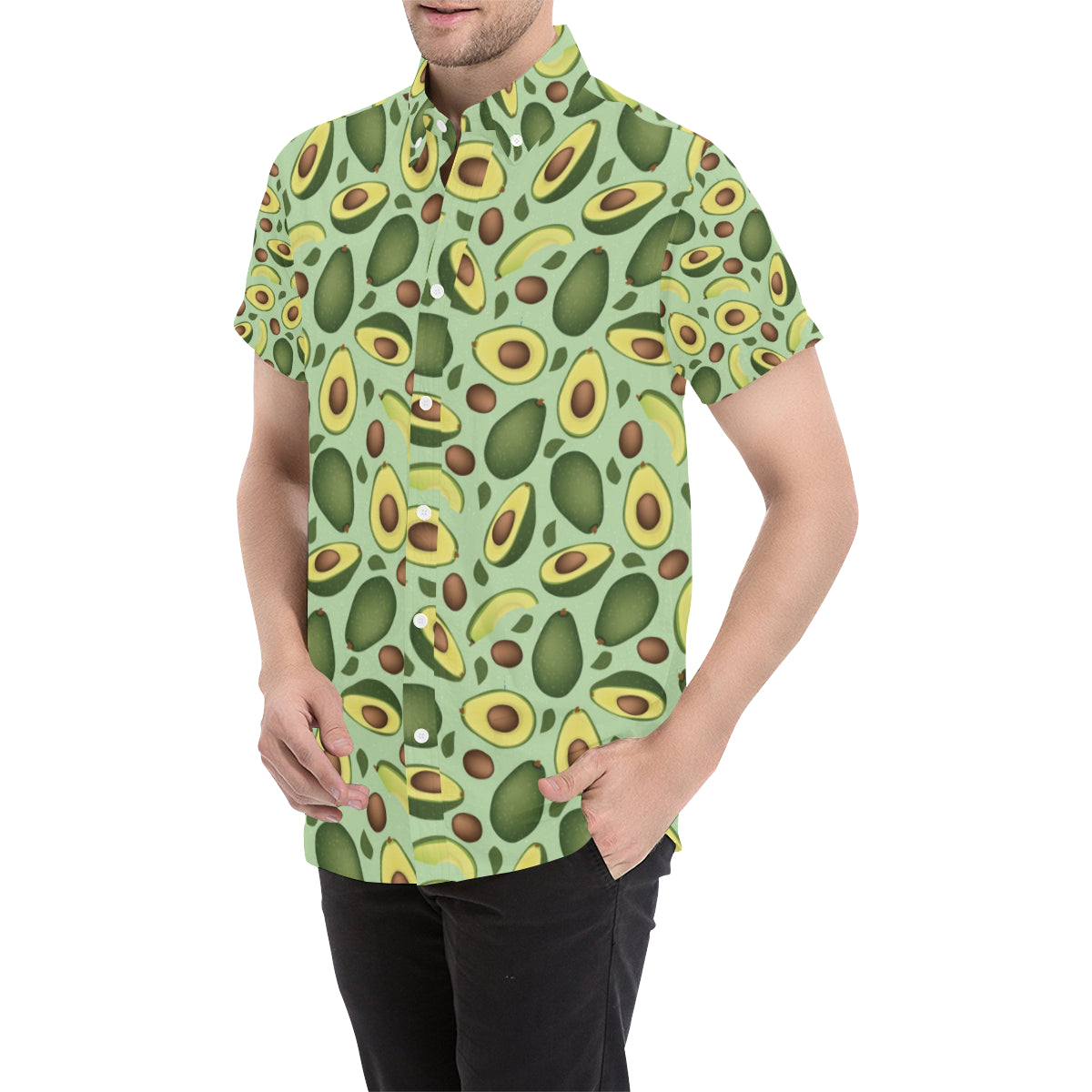 Avocado Pattern Print Design AC01 Men Button Up Shirt - JorJune