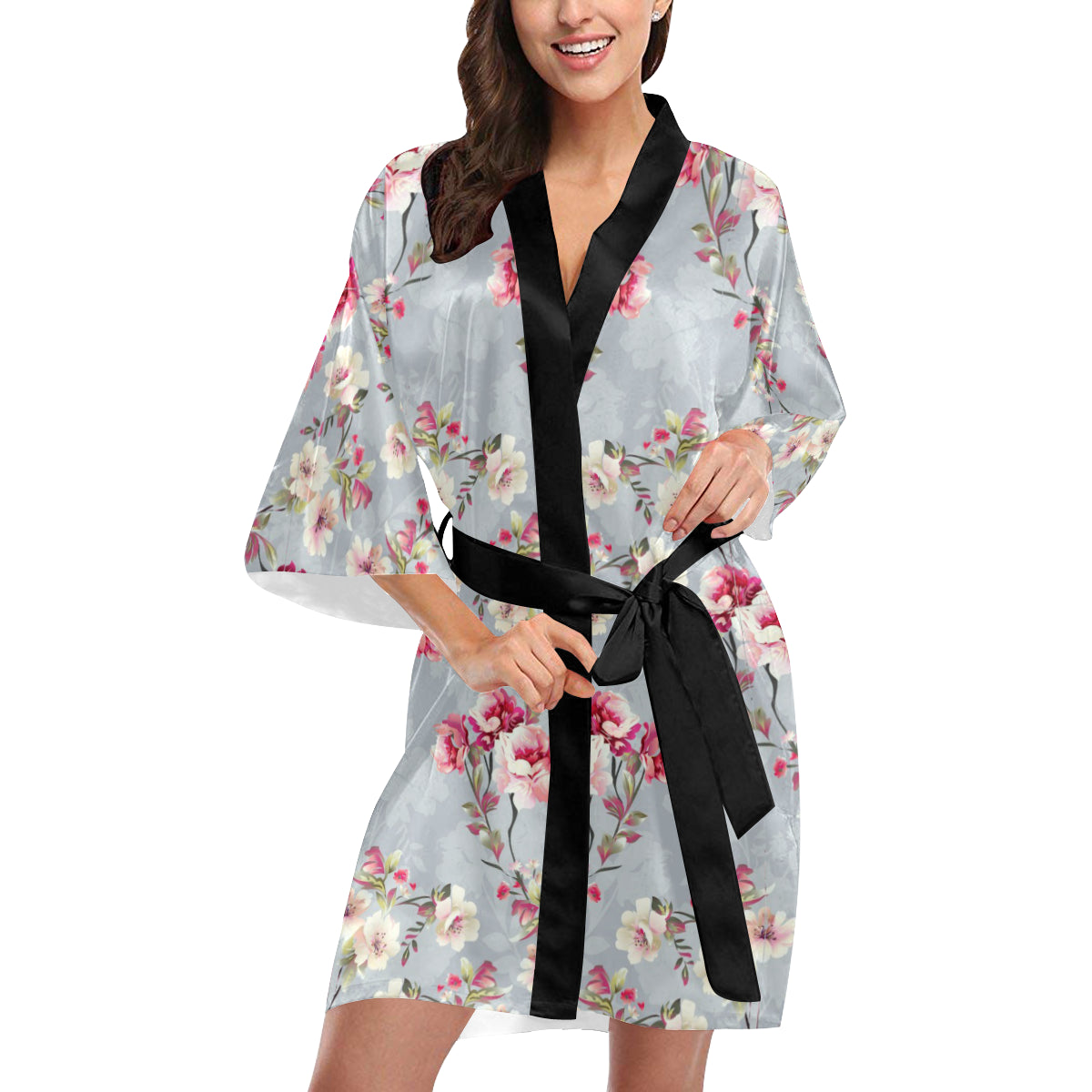 Summer Floral Pattern Print Design SF02 Women Kimono Robe - JorJune
