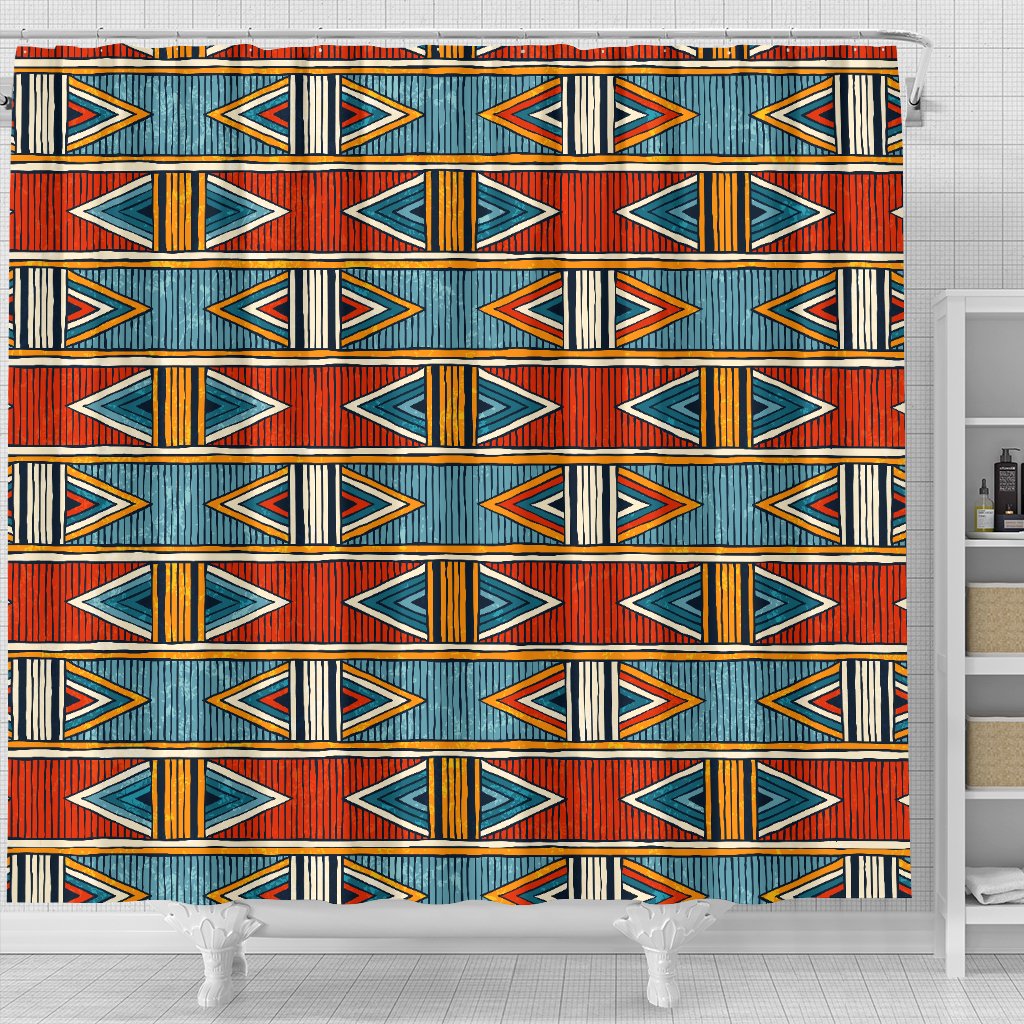 African Kente Print Shower Curtain Jorjune