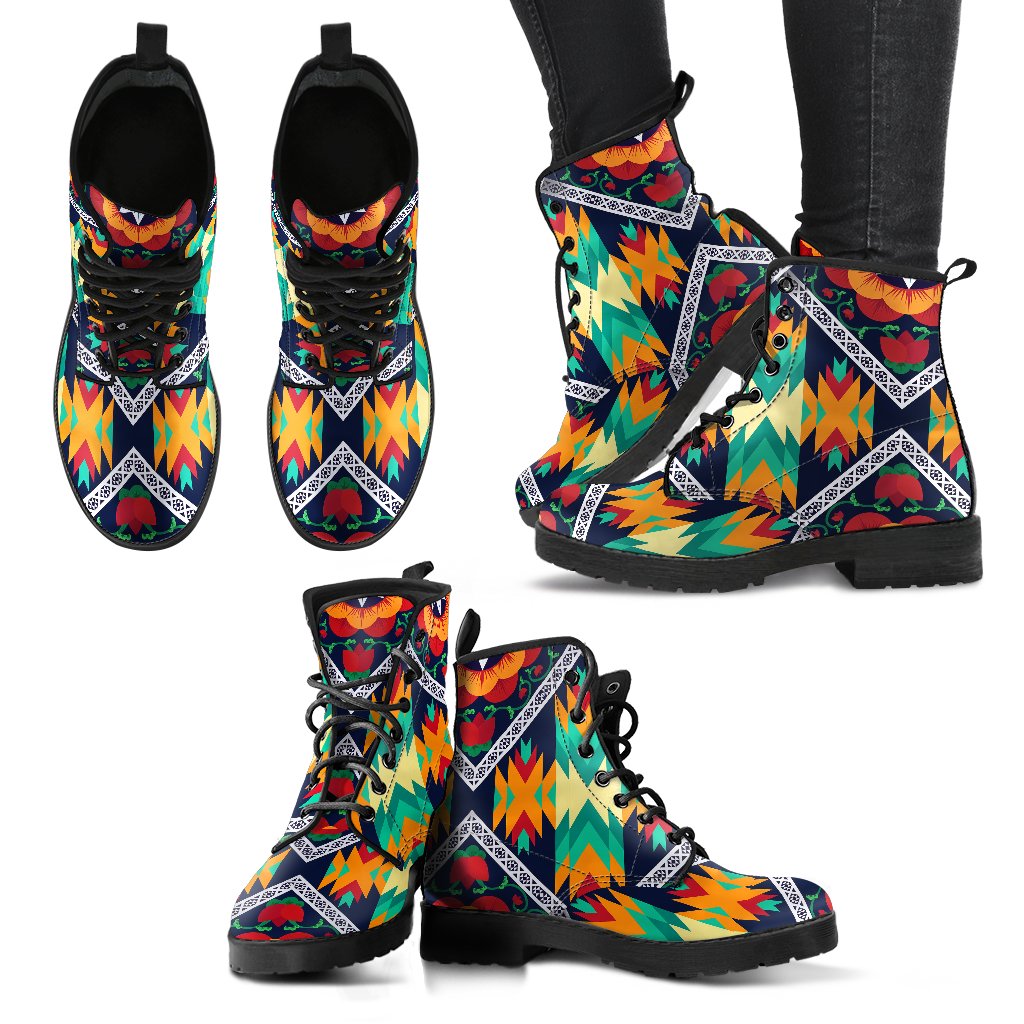 African Kente Women Leather Boots - JorJune