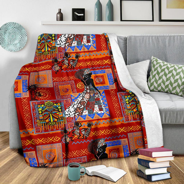 African Print Pattern Fleece Blanket - JorJune