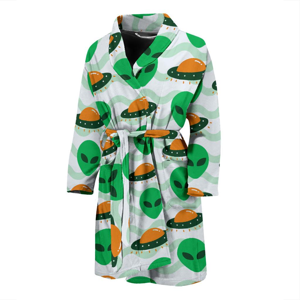 Alien UFO Pattern Print Design 04 Men Bathrobe