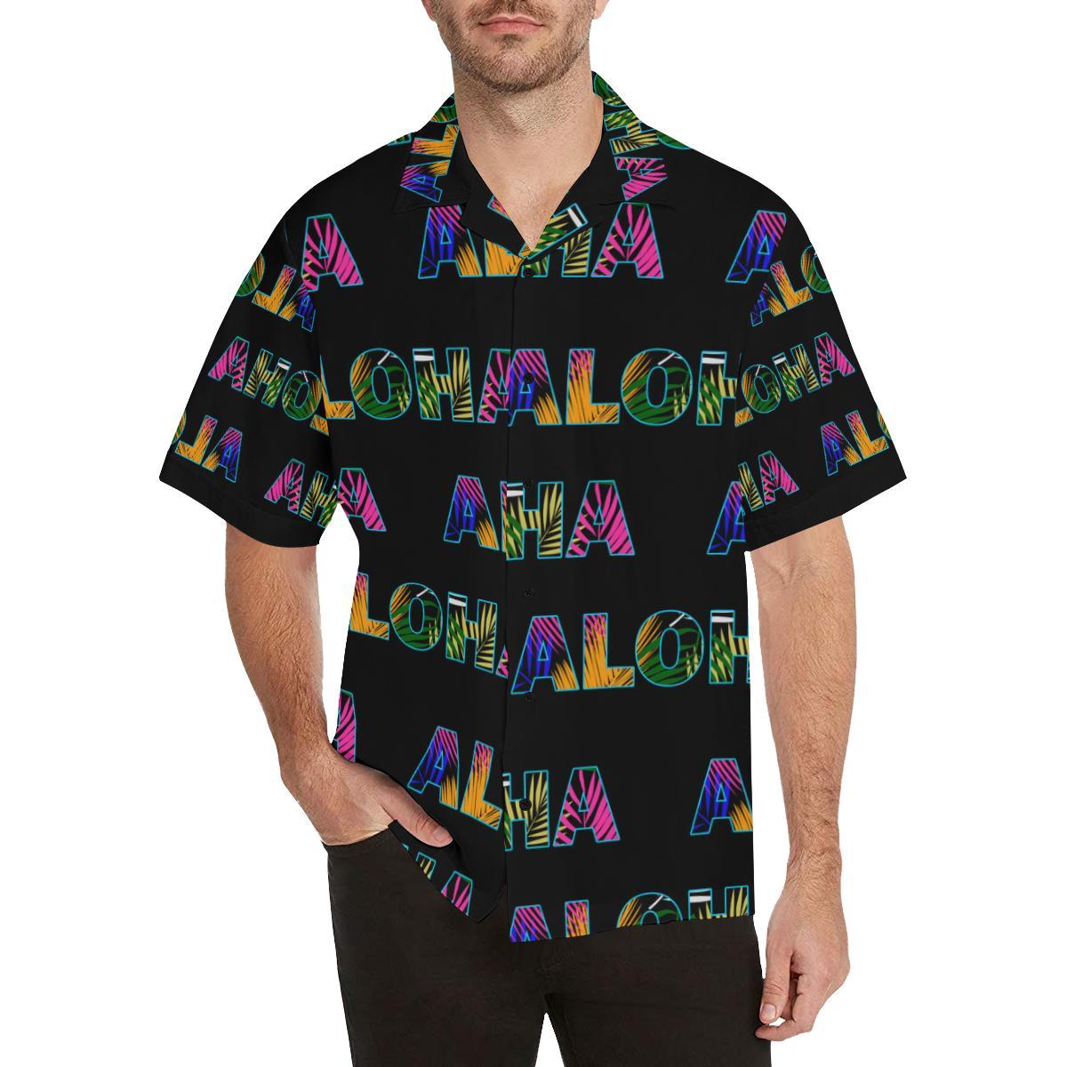 Aloha Hawaii Neon Men's Hawaiian Shirt - JorJune