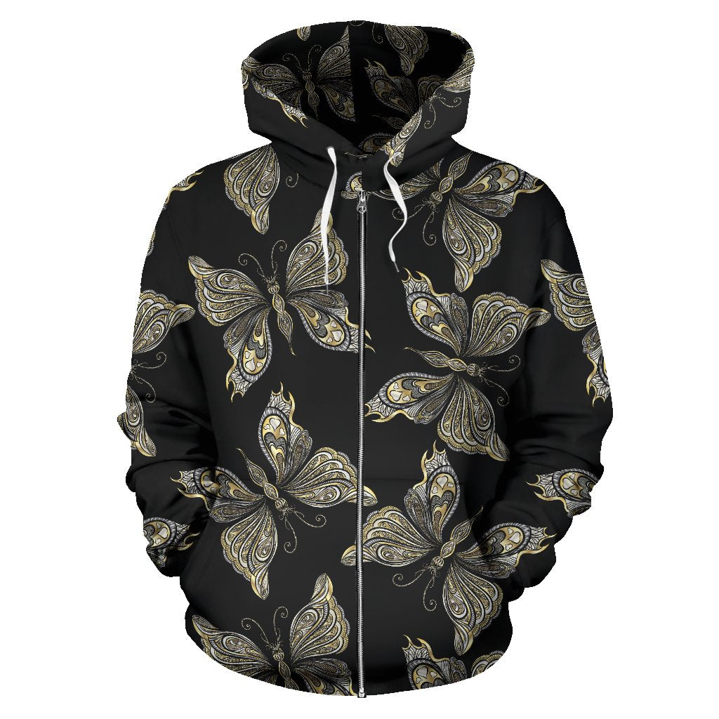 Beautiful Butterfly Pattern Zip Up Hoodie Jorjune 