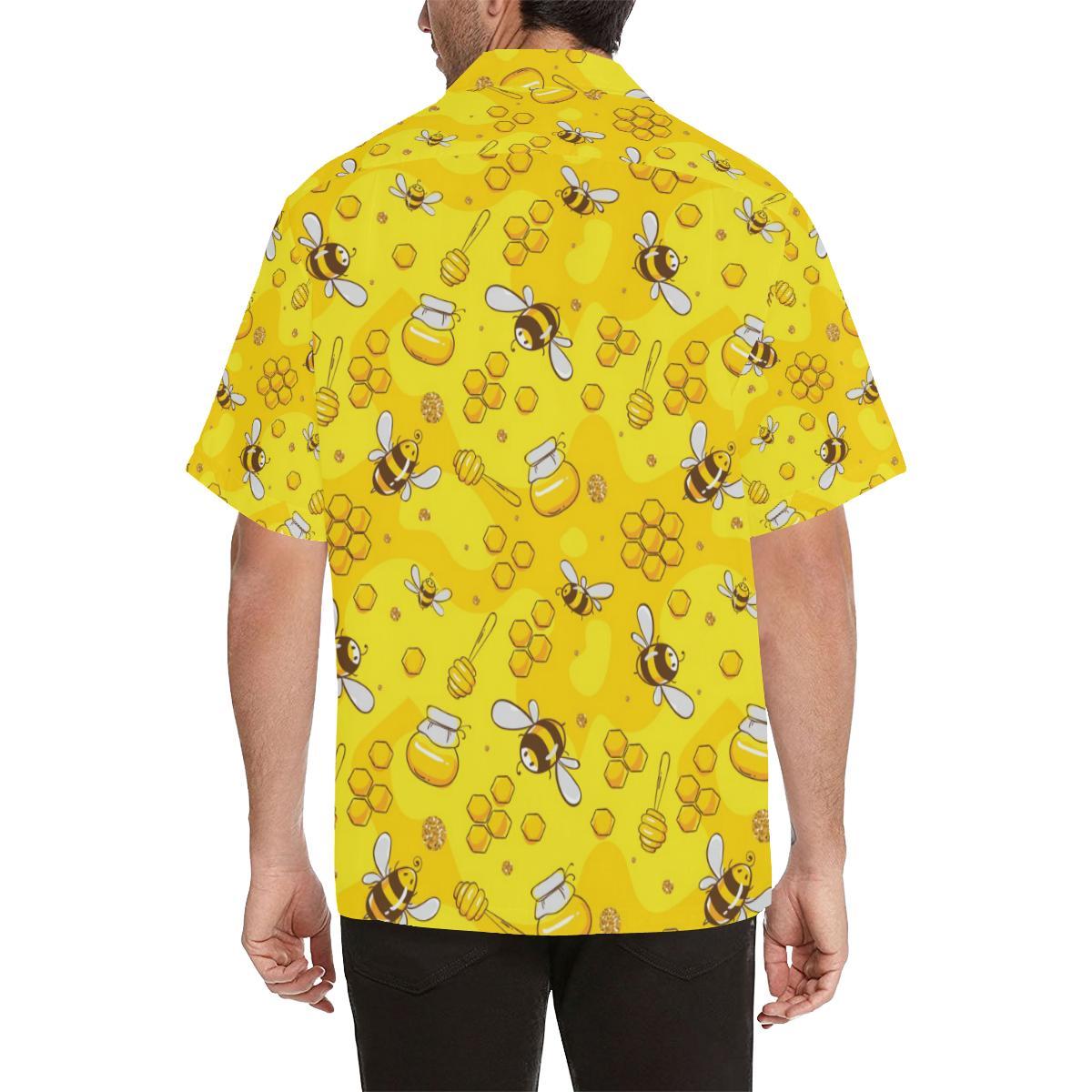 Bee Pattern Print Design BEE01 Men's Hawaiian Shirt - JorJune