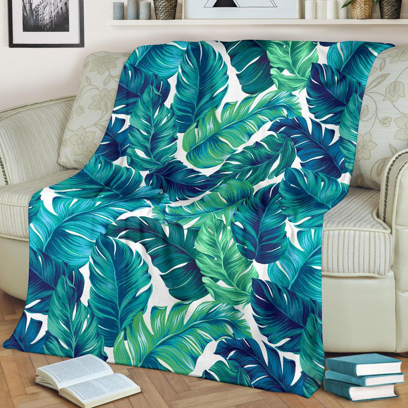 Brightness Tropical Palm Leaves Fleece Blanket - JorJune