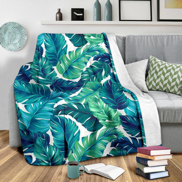 Brightness Tropical Palm Leaves Fleece Blanket - JorJune