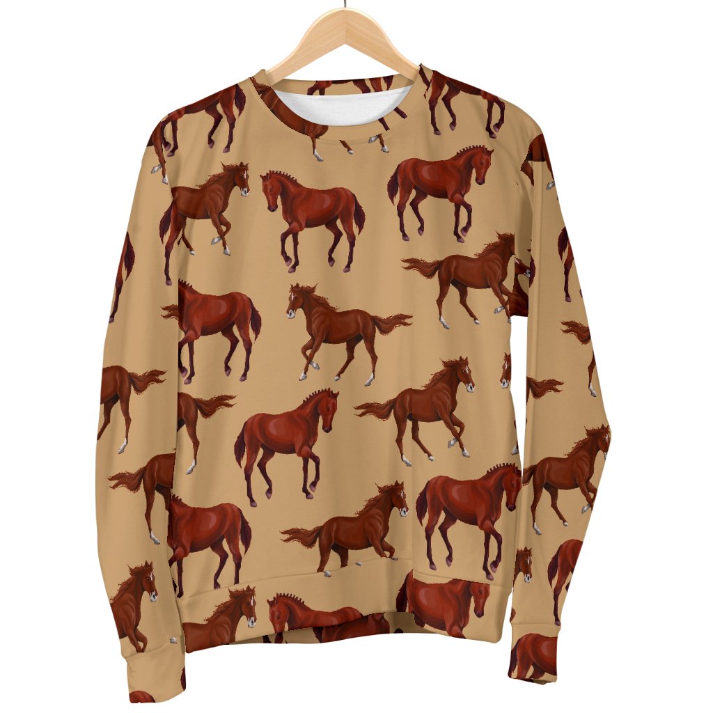 Download Brown Horse Print Pattern Women Crewneck Sweatshirt - JorJune