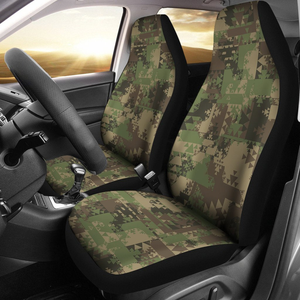 Camouflage Aztec Green Army Print Universal Fit Car Seat Covers - JorJune