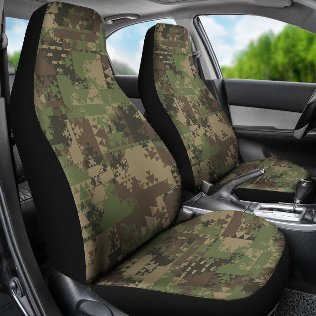 Camouflage Aztec Green Army Print Universal Fit Car Seat Covers - JorJune