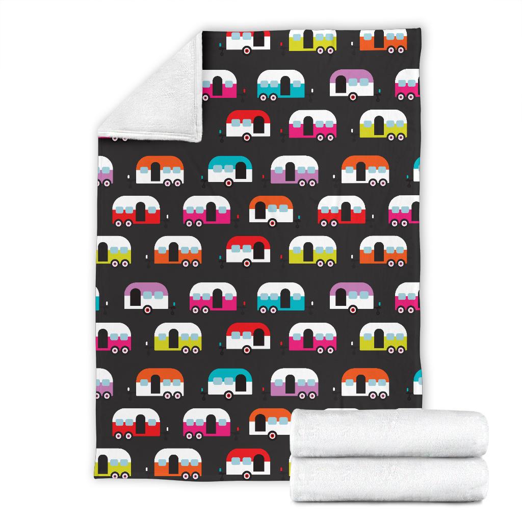 Camper Caravan Pattern Fleece Blanket JorJune