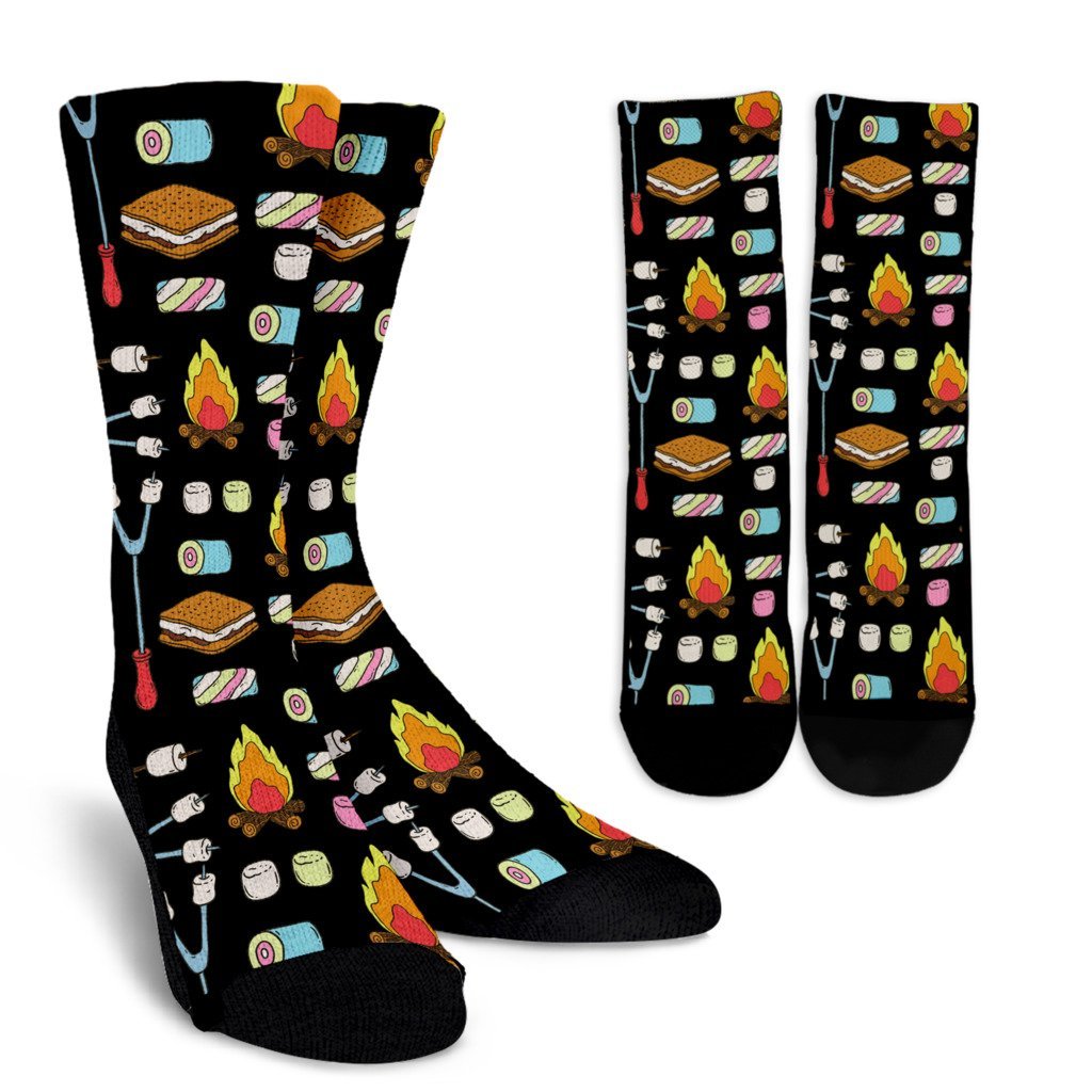 Camping Campfire Marshmallows Crew Socks - JorJune