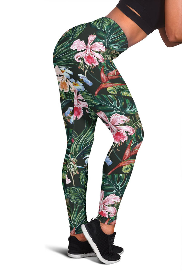 Cattleya Hawaiian Flower Plumeria Women Leggings - JorJune