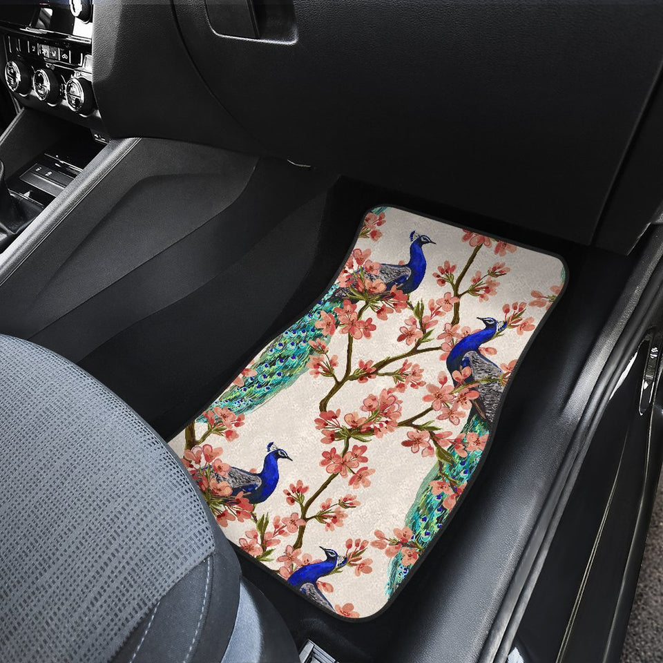 Cherry Blossom Peacock Car Floor Mats Jorjune