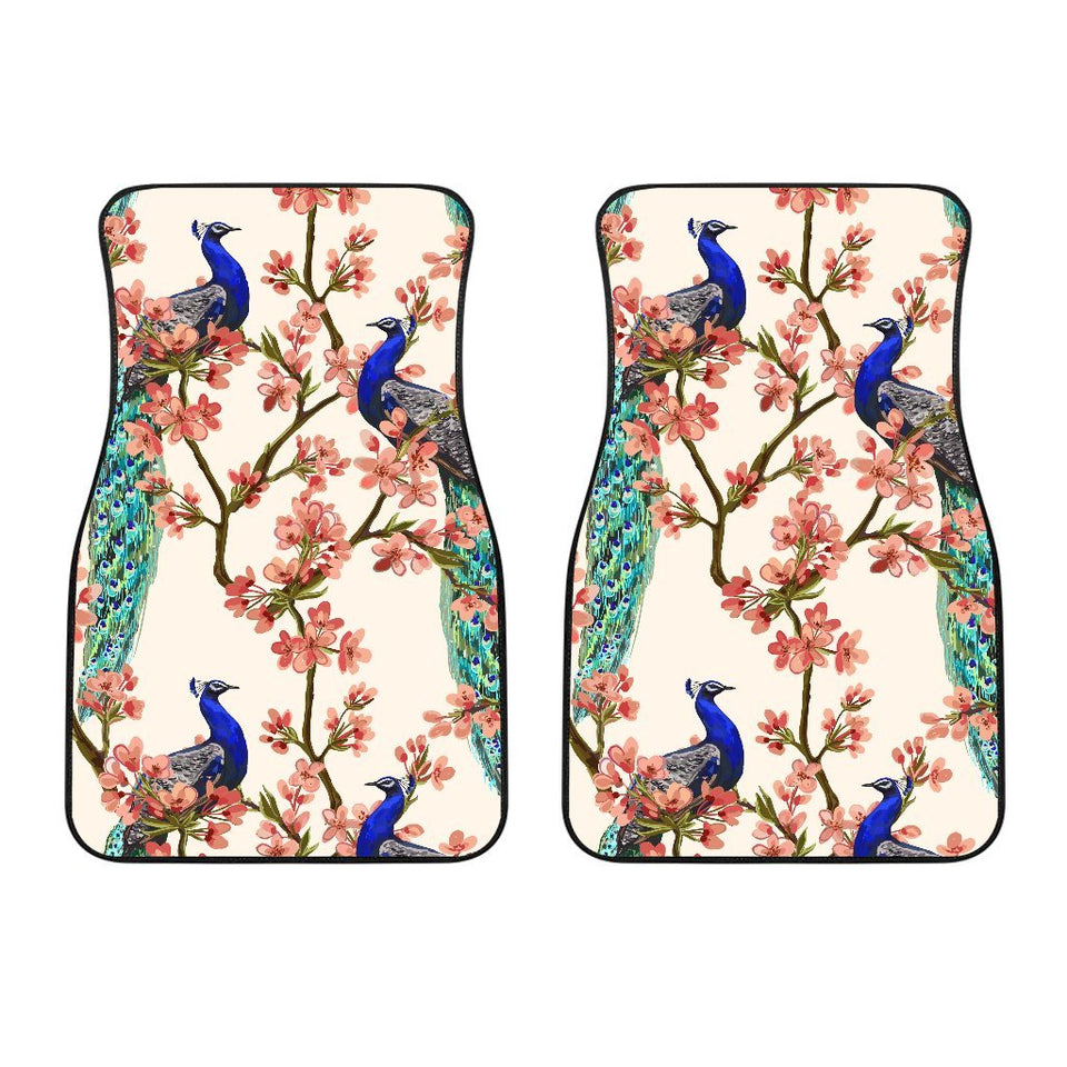 Cherry Blossom Peacock Car Floor Mats Jorjune