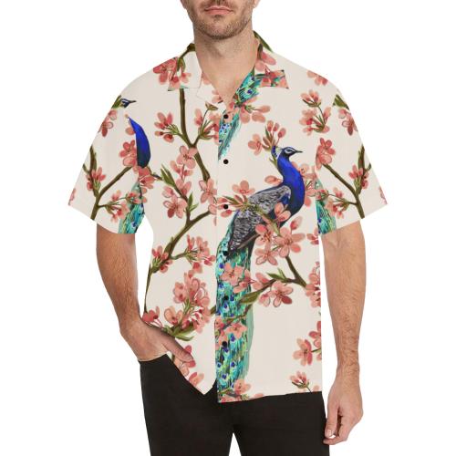 Cherry Blossom Peacock Men's Hawaiian Shirt - JorJune