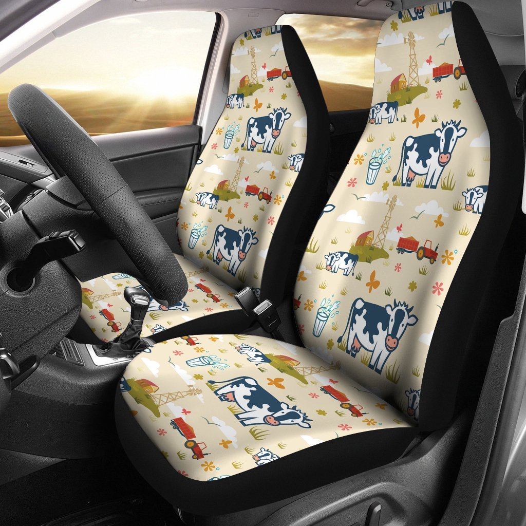 Cow Farm Design Print Universal Fit Car Seat Covers - JorJune