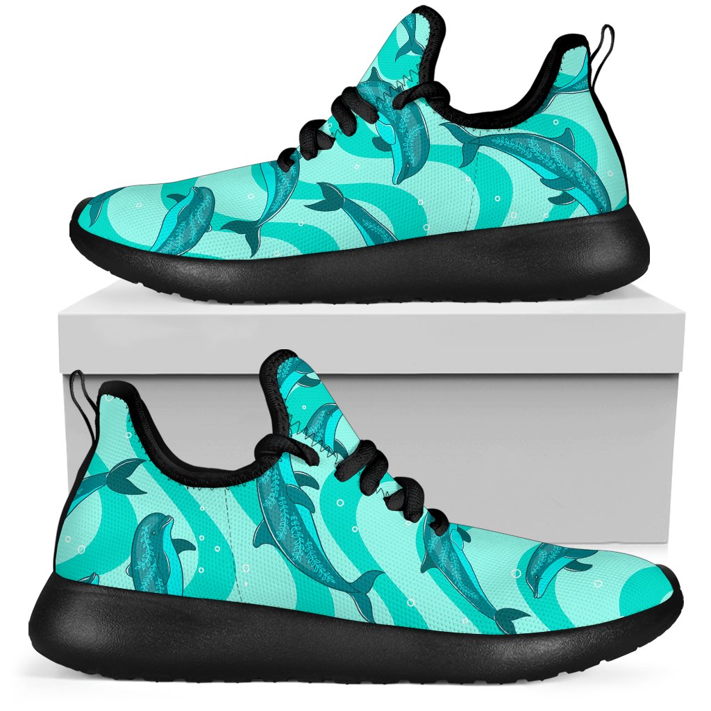Dolphin Wave Print Mesh Knit Sneakers Shoes - JorJune