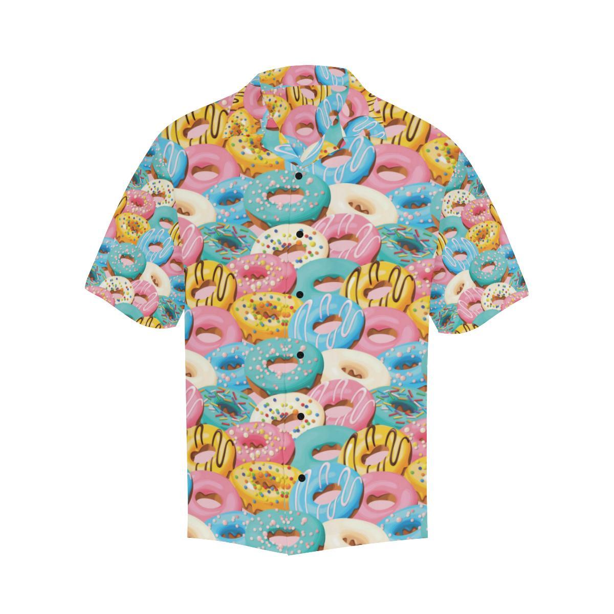 Donut Pattern Print Design DN01 Men's Hawaiian Shirt - JorJune